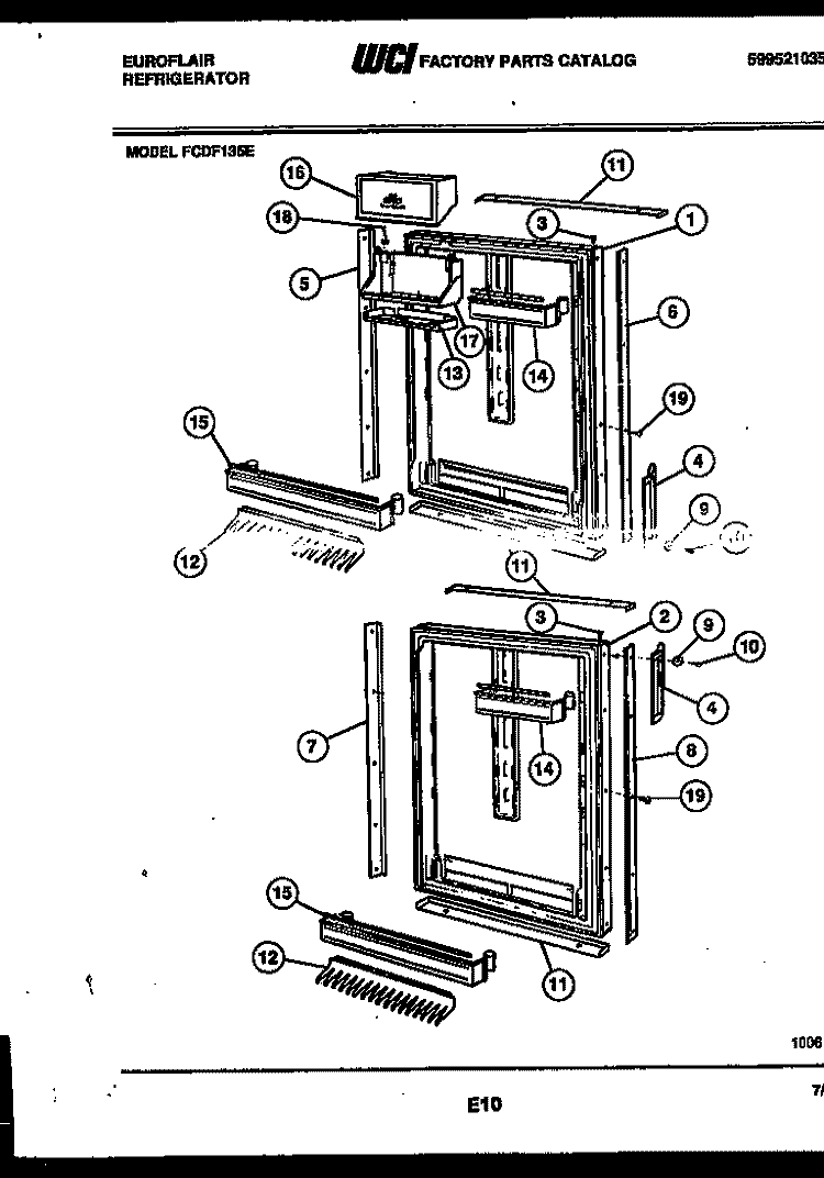 DOOR PARTS Diagram and Parts List for FCDF135E2  Frigidaire Refrigerator
