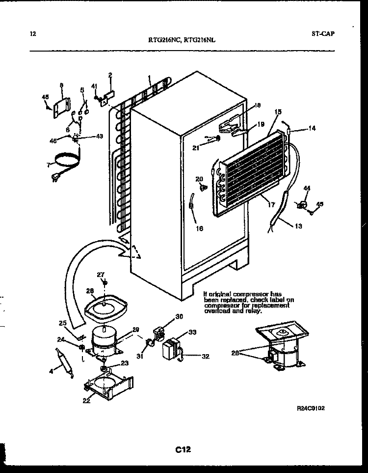 SYSTEM AND AUTOMATIC DEFROST PARTS Diagram and Parts List for RTG216NCD1  Frigidaire Refrigerator