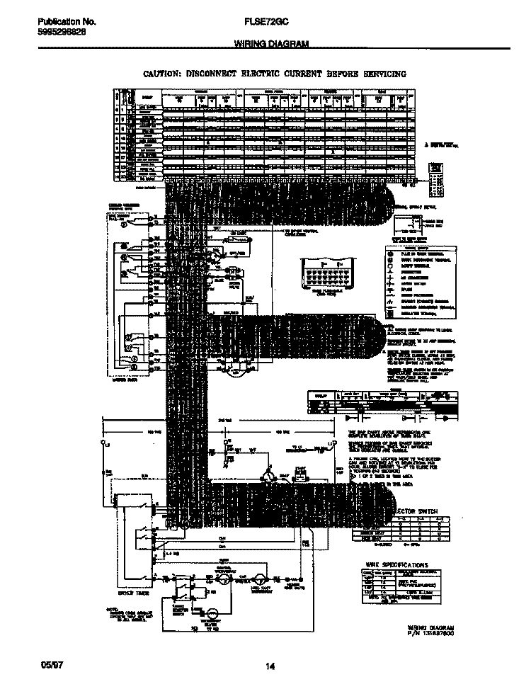 WIRING DIAGRAM Diagram and Parts List for FLSE72GCS6  Frigidaire Washer Dryer Combo