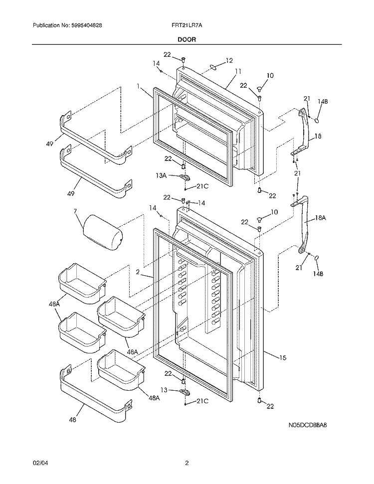 DOOR Diagram and Parts List for FRT21LR7AQ9  Frigidaire Refrigerator