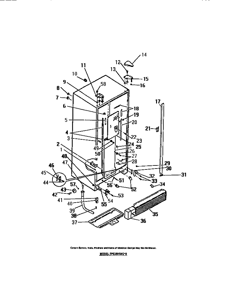 CABINET Diagram and Parts List for FPE22VWCF0  Frigidaire Refrigerator