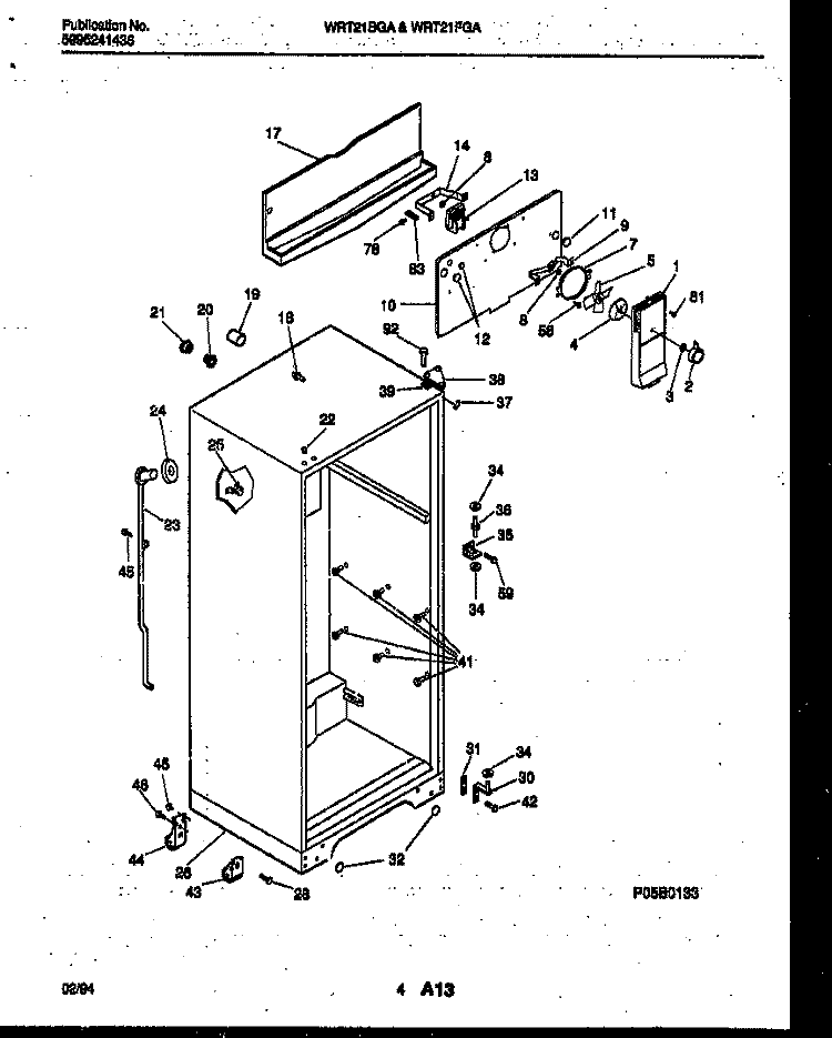 CABINET PARTS Diagram and Parts List for WRT21FGAZ0  Frigidaire Refrigerator