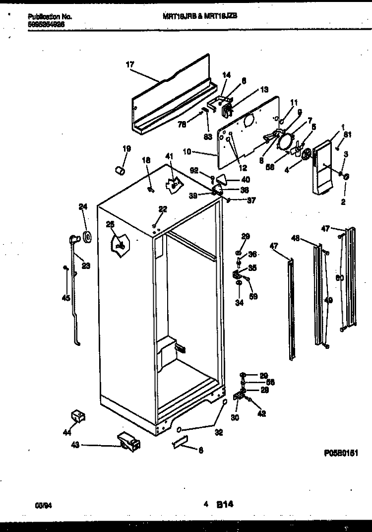 CABINET PARTS Diagram and Parts List for MRT18JRBWO  Uni Refrigerator