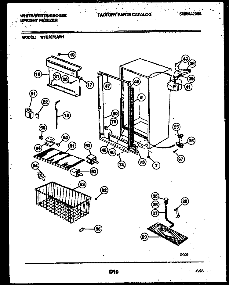 CABINET PARTS Diagram and Parts List for WFU20F5AW1  Frigidaire Freezer