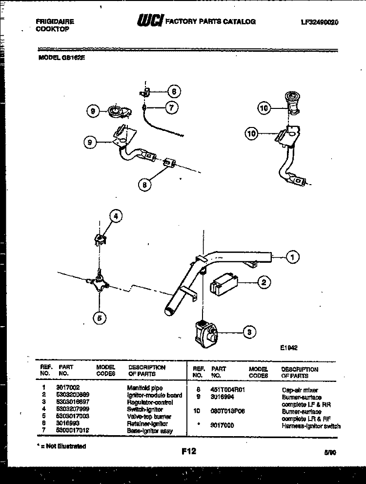 WATER AND CONDENSING PARTS Diagram and Parts List for MR25N1  Frigidaire Cooktop