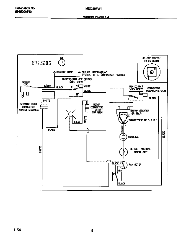 WIRING DIAGRAM Diagram and Parts List for MDD30FW1  Frigidaire Dehumidifier