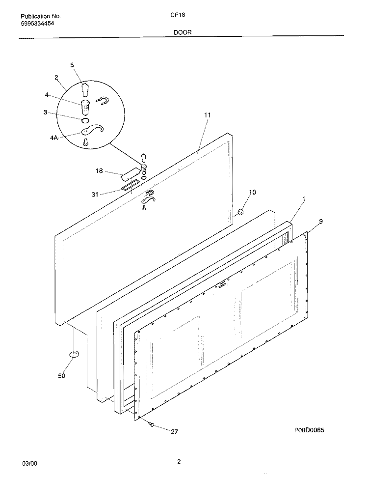 DOOR Diagram and Parts List for CF181  Frigidaire Freezer