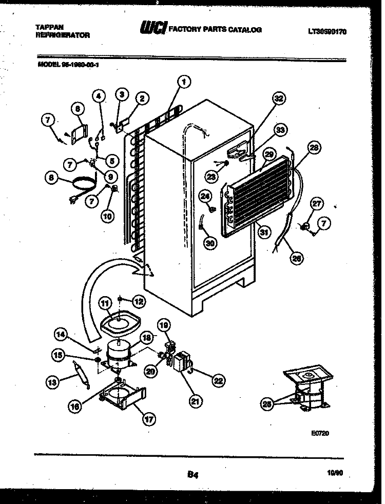 SYSTEM AND AUTOMATIC DEFROST PARTS Diagram and Parts List for 95-1980-23-01  Tappan Refrigerator