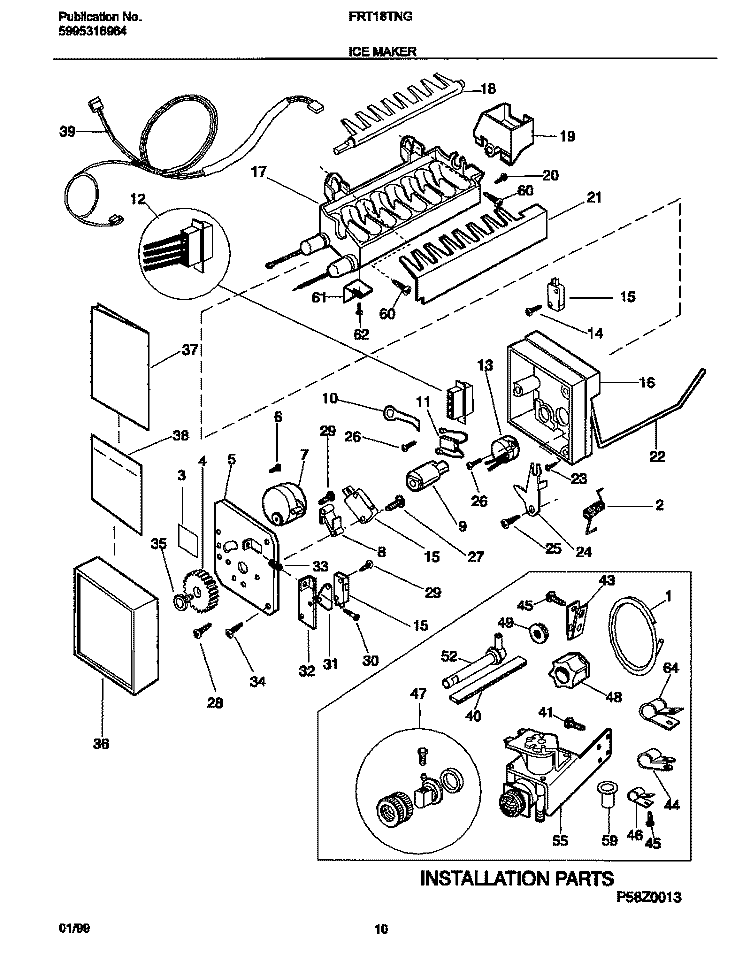 ICEMAKER Diagram and Parts List for FRT18TNGD1  Frigidaire Refrigerator