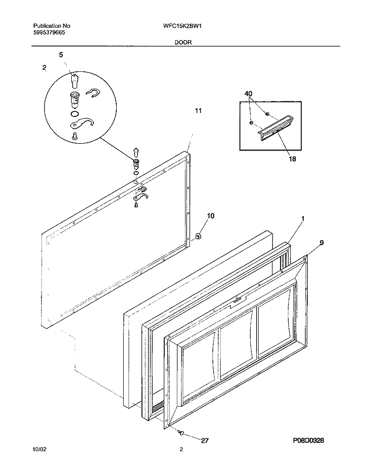 DOOR Diagram and Parts List for WFC15K2BW1  Westinghouse Freezer