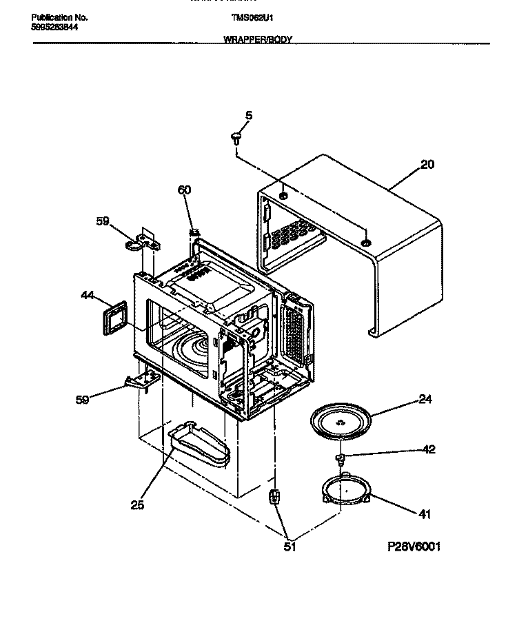 WRAPPER / BODY Diagram and Parts List for TMS062U1S0  Tappan Microwave
