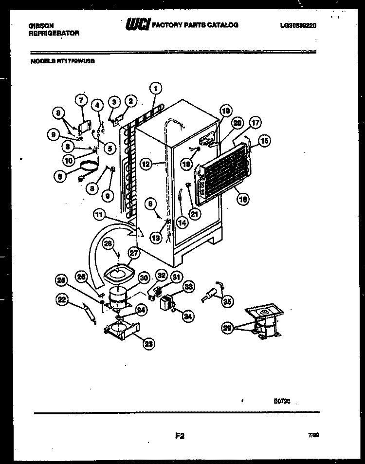 SYSTEM AND AUTOMATIC DEFROST PARTS Diagram and Parts List for RT17F9WU3B  Gibson Refrigerator