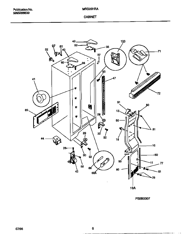 CABINET Diagram and Parts List for MRS20HRAD6  Frigidaire Refrigerator