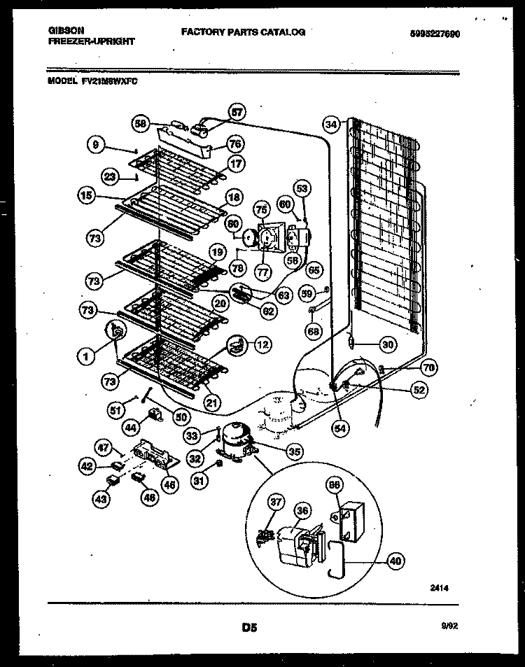 SYSTEM AND ELECTRICAL PARTS Diagram and Parts List for FV21M8WXFC  Gibson Freezer