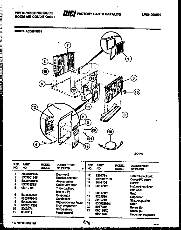 ELECTRICAL PARTS Diagram and Parts List for AC059N7B1  Frigidaire Air Conditioner