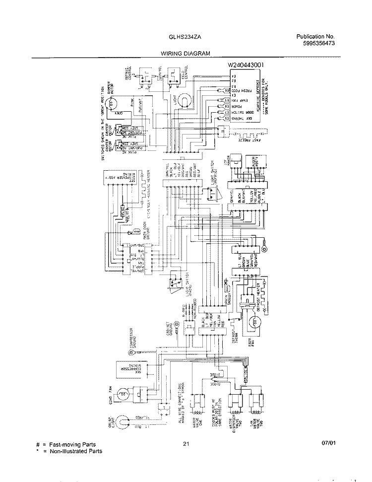 WIRING DIAGRAM Diagram and Parts List for GLHS234ZAW1  Frigidaire Refrigerator