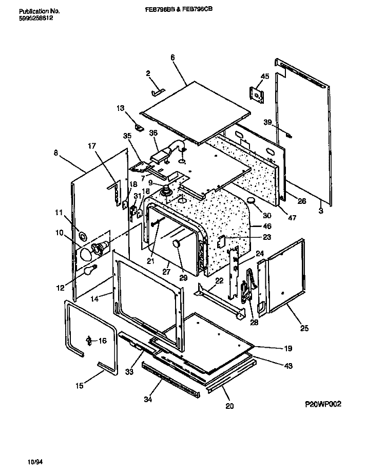 BODY Diagram and Parts List for FEB796CBBA  Frigidaire Microwave Oven Combo