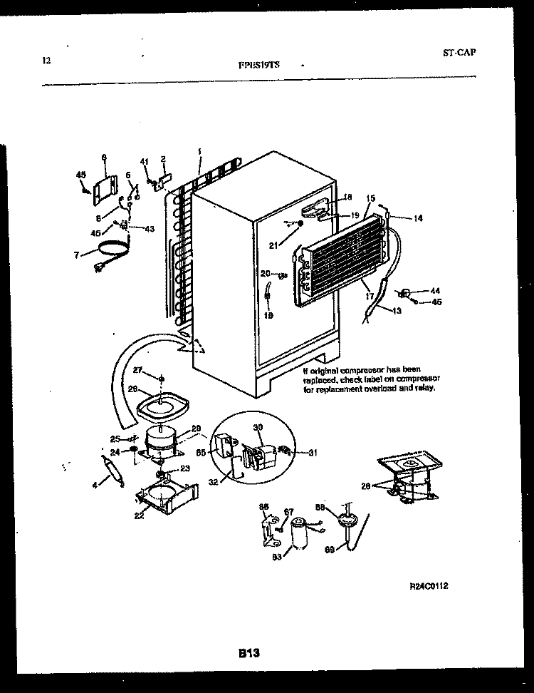 SYSTEM AND AUTOMATIC DEFROST PARTS Diagram and Parts List for FPES19TSW0  Frigidaire Refrigerator
