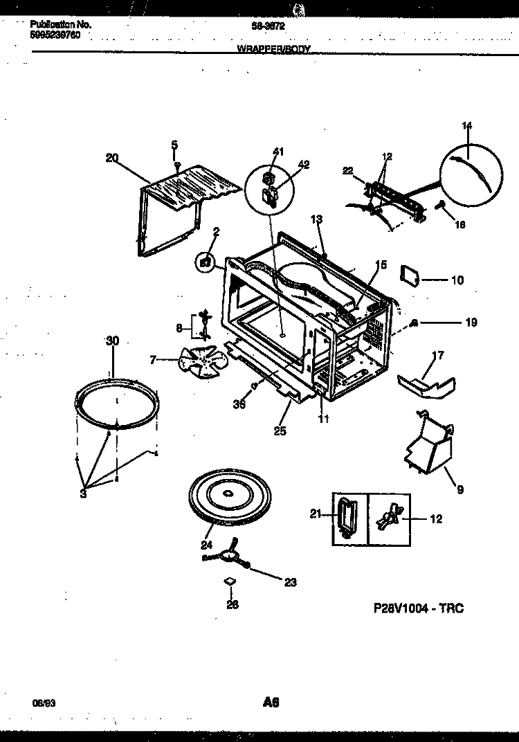 WRAPPER AND BODY PARTS Diagram and Parts List for 56-3872-10-03  Tappan Microwave