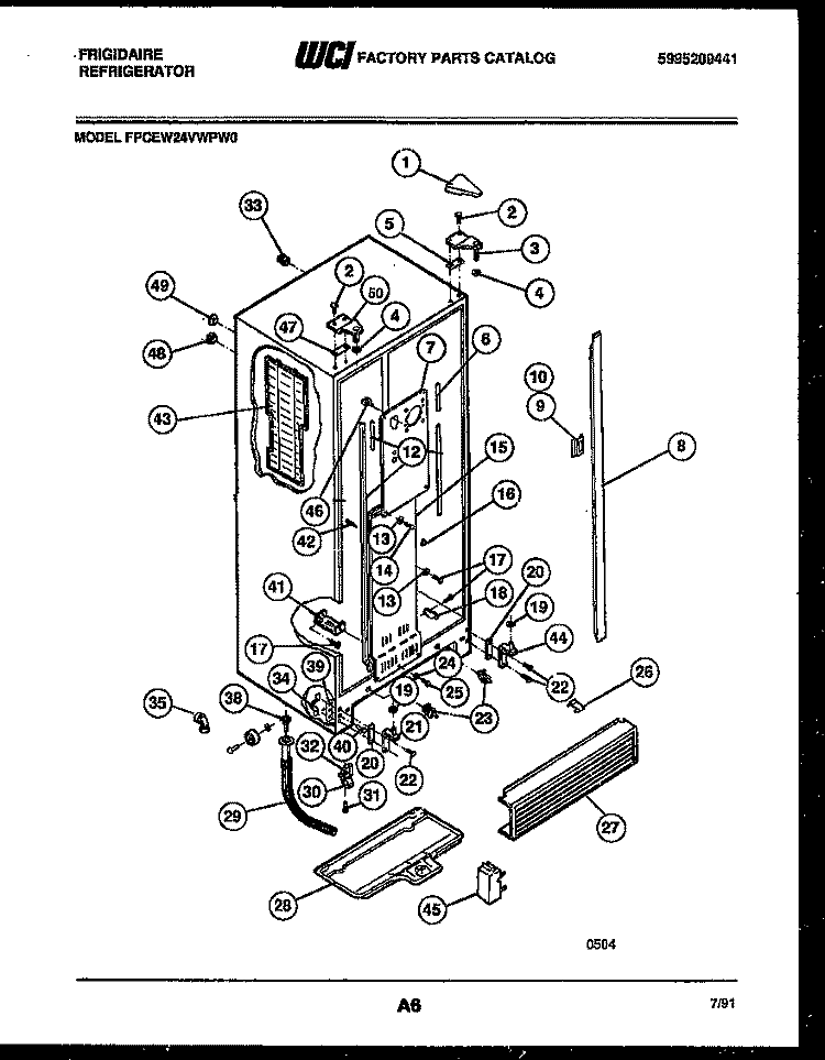 CABINET PARTS Diagram and Parts List for FPCEW24VWPW0  Frigidaire Refrigerator