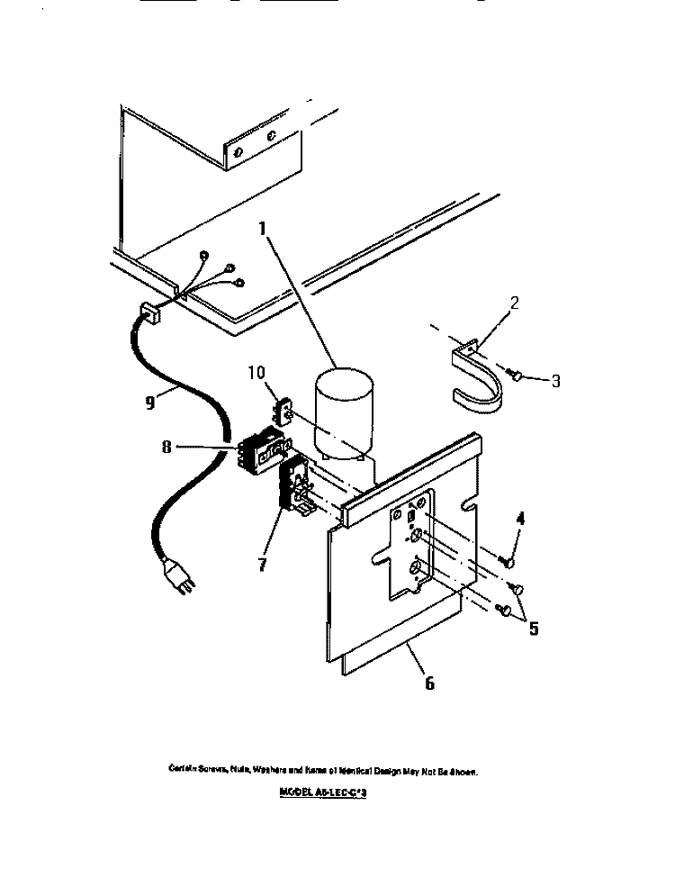 CONTROLS, CAPACITORS, CORD Diagram and Parts List for A6LECC3  Frigidaire Air Conditioner