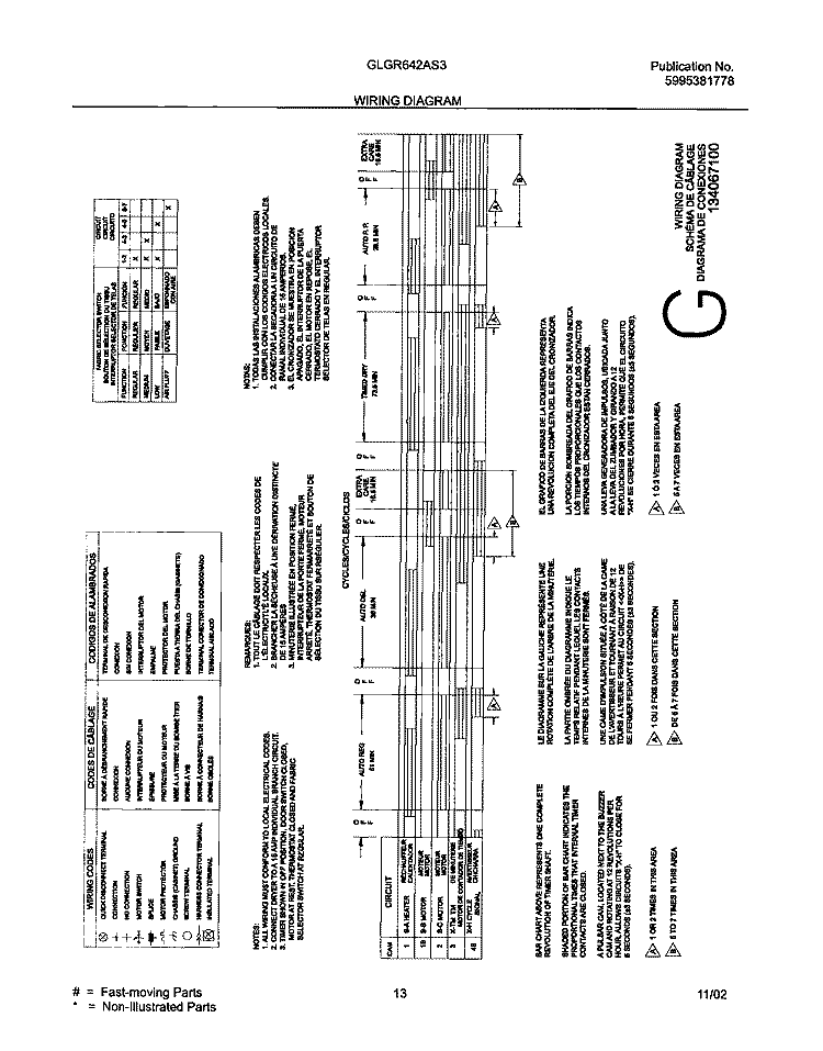 WIRING DIAGRAM Diagram and Parts List for GLGR642AS3  Frigidaire Dryer