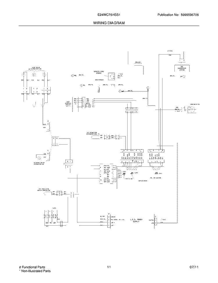 WIRING DIAGRAM Diagram and Parts List for E24WC75HSS1  Electrolux Wine and Beverage Cooler