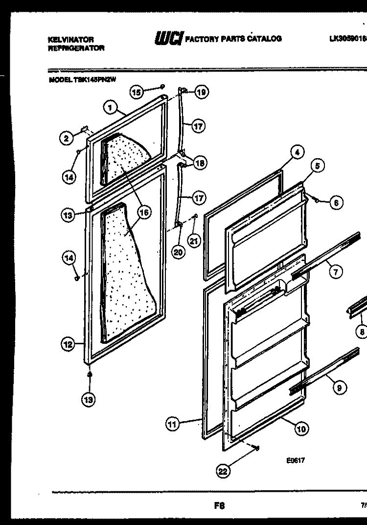 DOOR PARTS Diagram and Parts List for TSK145PN2D  Kelvinator Refrigerator