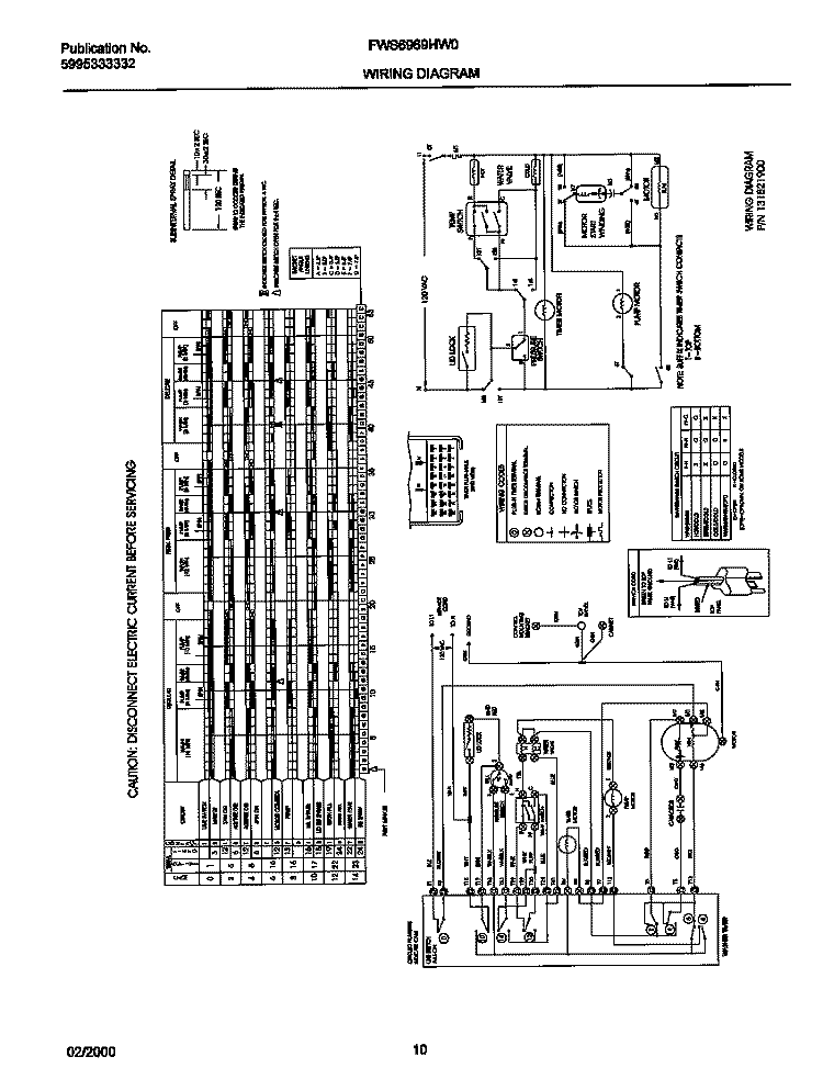 131821900 WIRING DIAGRAM Diagram and Parts List for FWS6969HW0  Frigidaire Washer