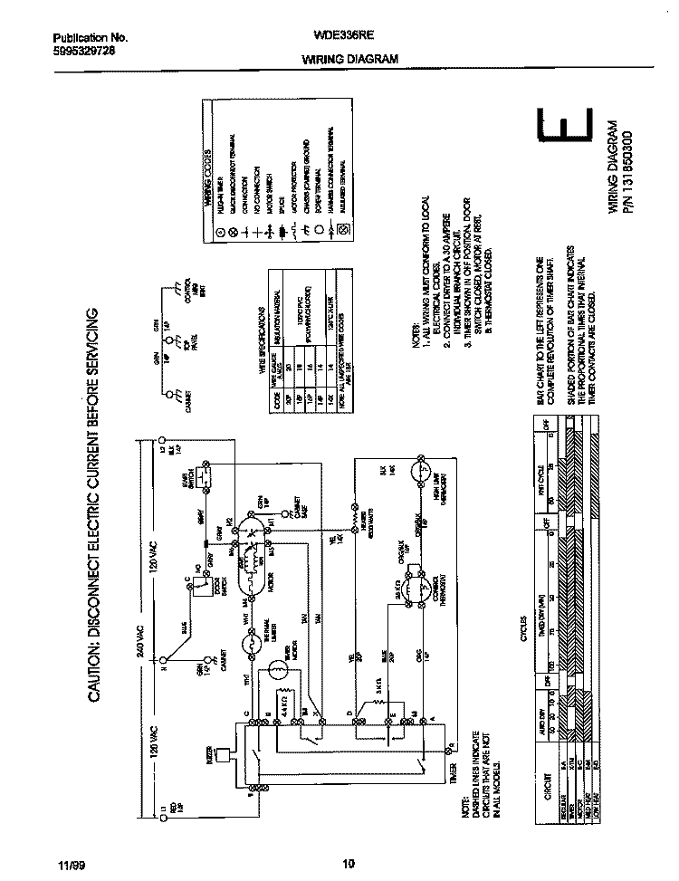 131850300 WIRING DIAGRAM Diagram and Parts List for WDE336RED1  Frigidaire Dryer