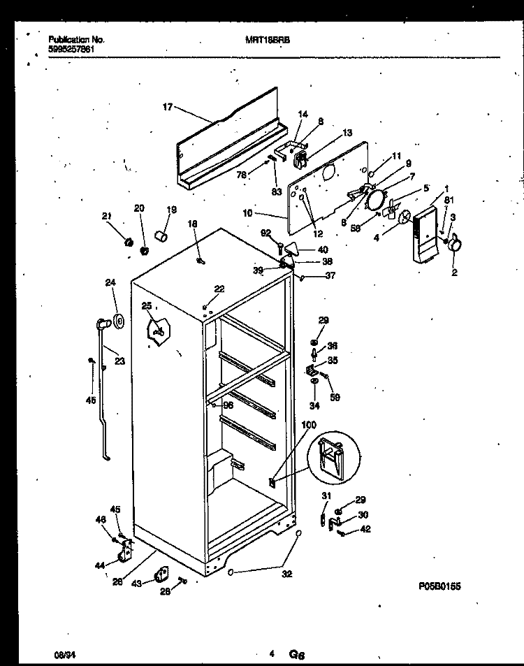 CABINET PARTS Diagram and Parts List for MRT18BRBZ1  Uni Refrigerator