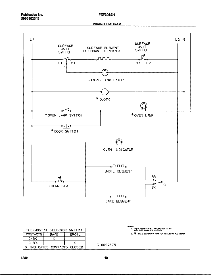 WIRING DIAGRAM Diagram and Parts List for FEF305SHDC  Frigidaire Range