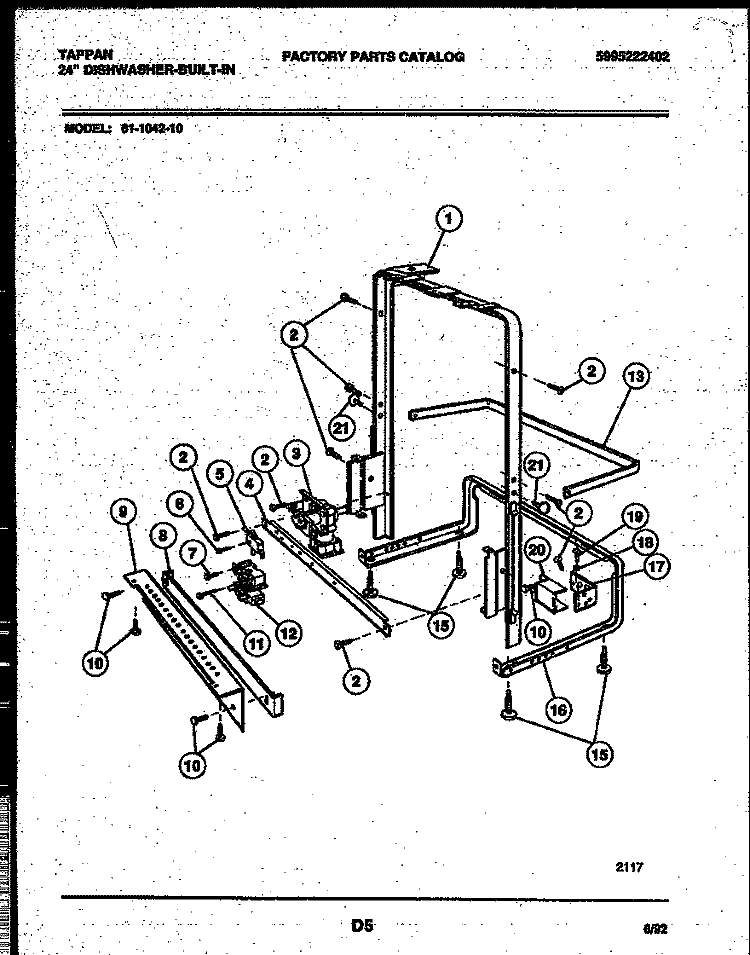 POWER DRY AND MOTOR PARTS Diagram and Parts List for 61-1042-10-00  Tappan Dishwasher