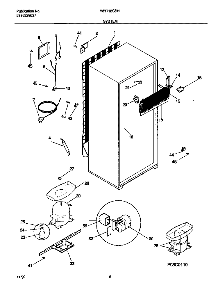 SYSTEM Diagram and Parts List for WRT15CSHD1  Frigidaire Refrigerator