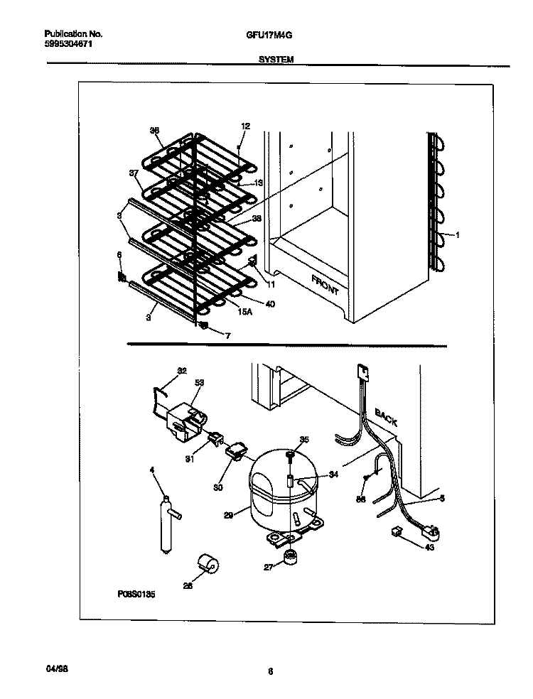 SYSTEM Diagram and Parts List for GFU17M4GW0  Gibson Freezer