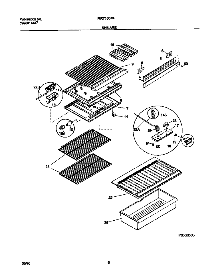 SHELVES Diagram and Parts List for MRT15CNEW7  Frigidaire Refrigerator