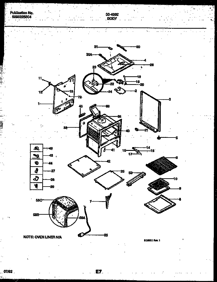 BODY PARTS Diagram and Parts List for 30-4382-23-01  Tappan Range