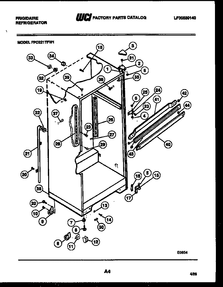 CABINET PARTS Diagram and Parts List for FPCE21TFW1  Frigidaire Refrigerator