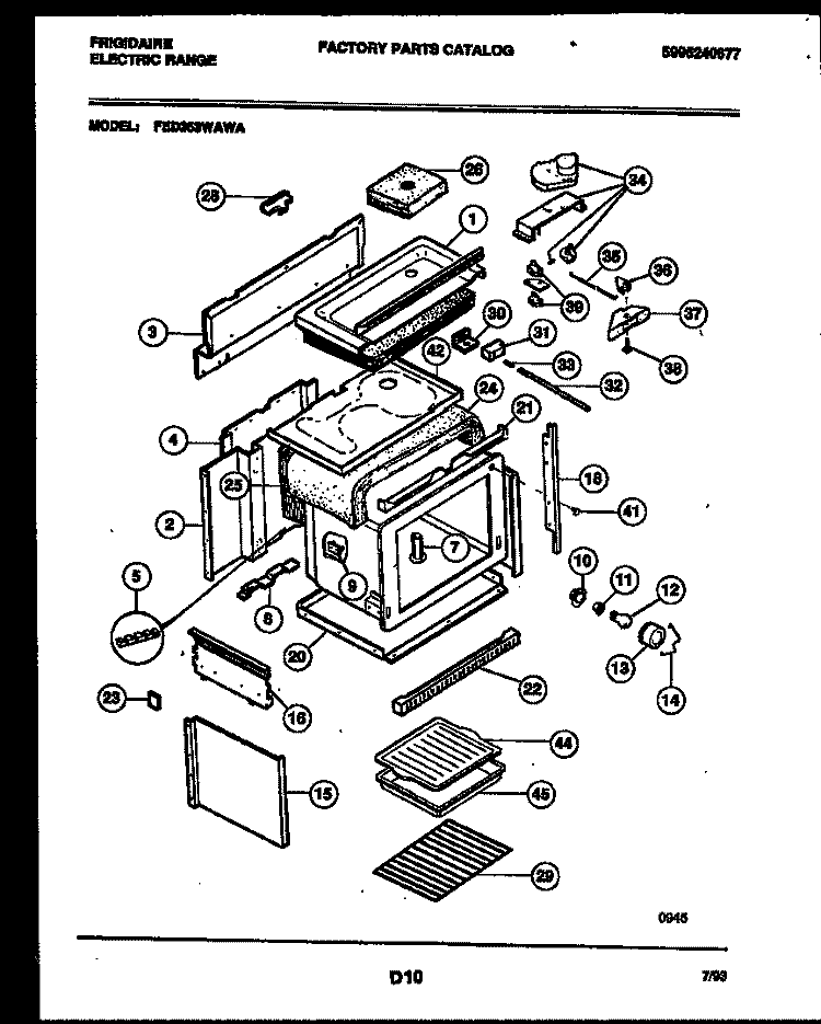 BODY PARTS Diagram and Parts List for FED353WAW1  Frigidaire Range