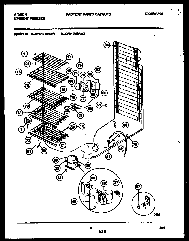SYSTEM AND ELECTRICAL PARTS Diagram and Parts List for GFU12M2AW2  Gibson Freezer