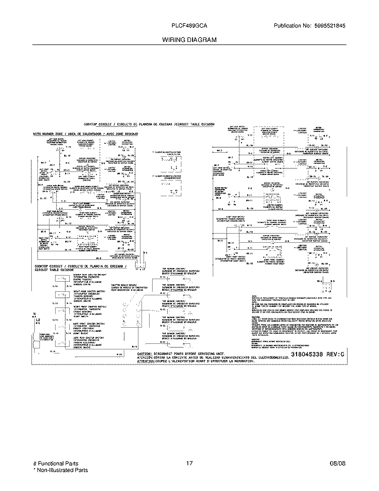 WIRING DIAGRAM Diagram and Parts List for PLCF489GCA  Frigidaire Range