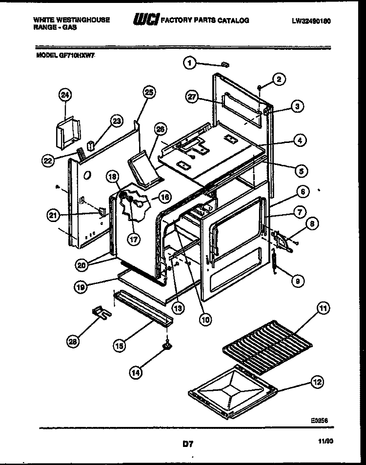 BODY PARTS Diagram and Parts List for GF710HXD7  Frigidaire Range