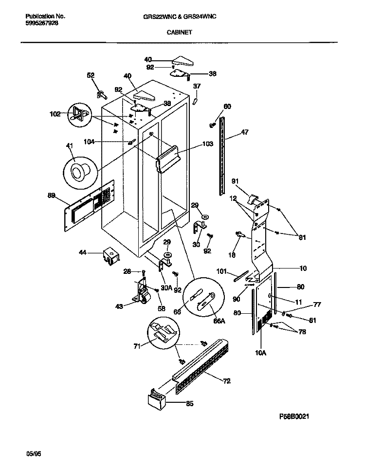 CABINET Diagram and Parts List for GRS24WNCD0  Gibson Refrigerator