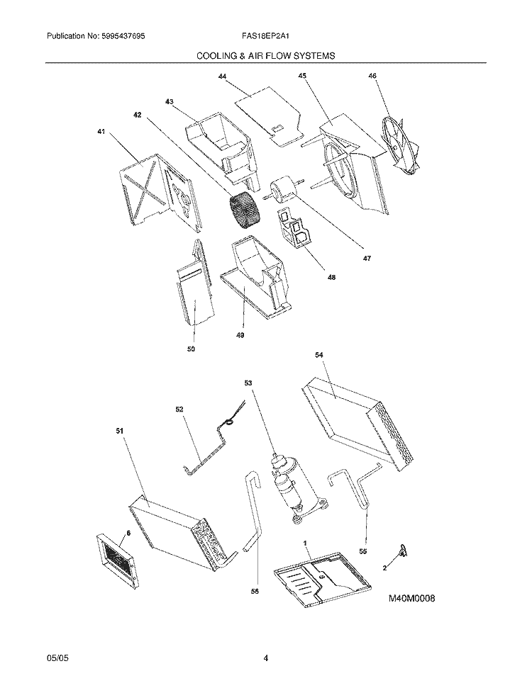 COOLING &AIR FLOW SYSTEMS Diagram and Parts List for FAS18EP2A1  Frigidaire Air Conditioner