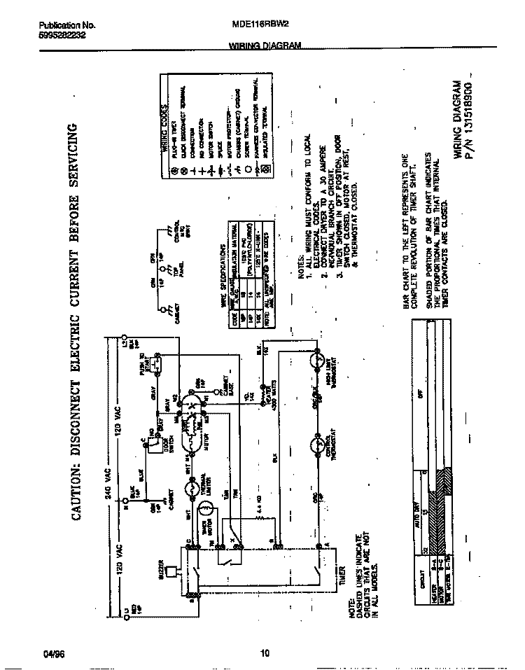 WIRING DIAGRAM Diagram and Parts List for MDE116RBW2  Frigidaire Dryer