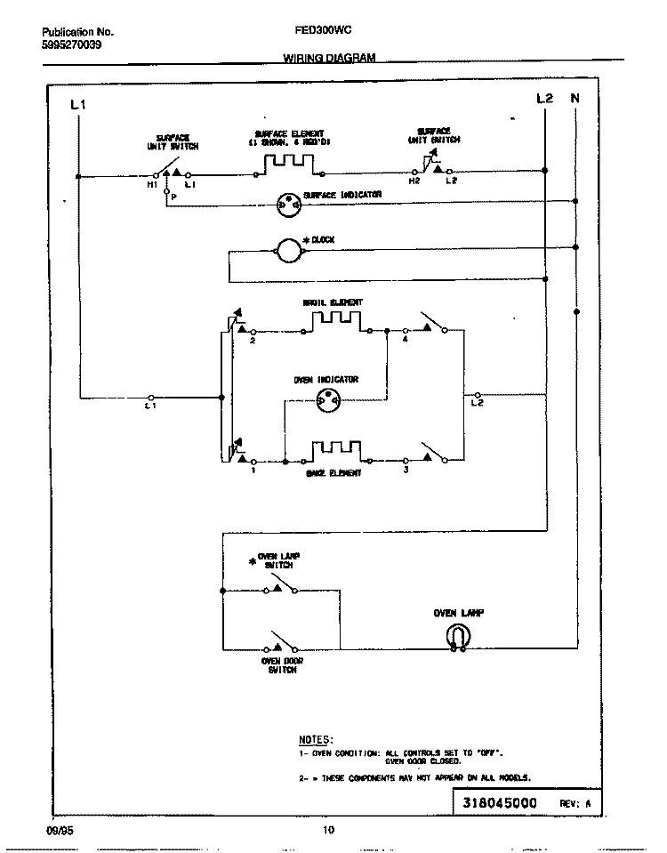 WIRING DIAGRAM Diagram and Parts List for FED300WCWB  Frigidaire Range