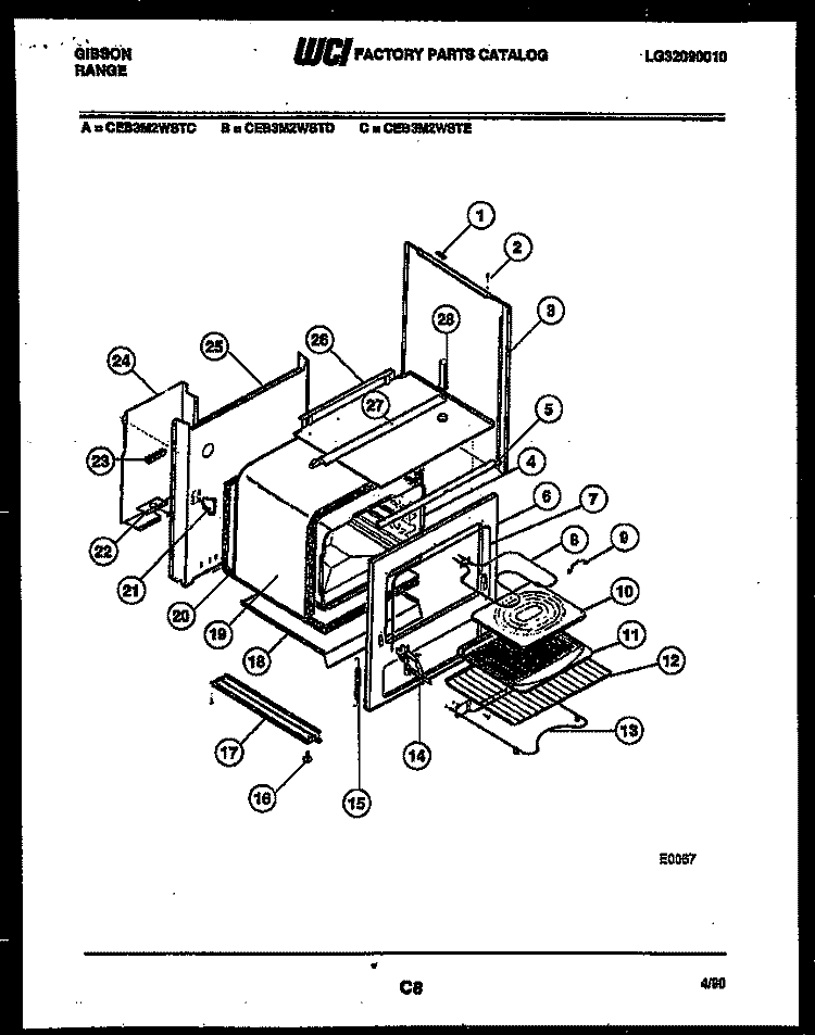 BODY PARTS Diagram and Parts List for CEB3M2WSTD  Gibson Range