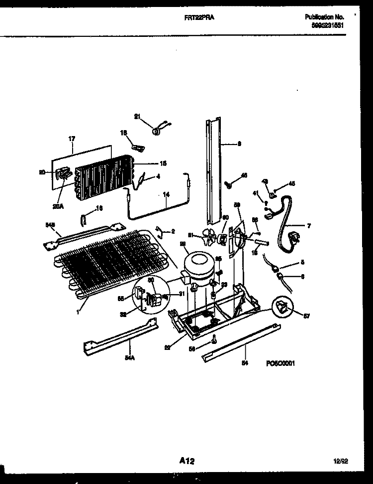 SYSTEM AND AUTOMATIC DEFROST PARTS Diagram and Parts List for FRT22PRAW0  Frigidaire Refrigerator