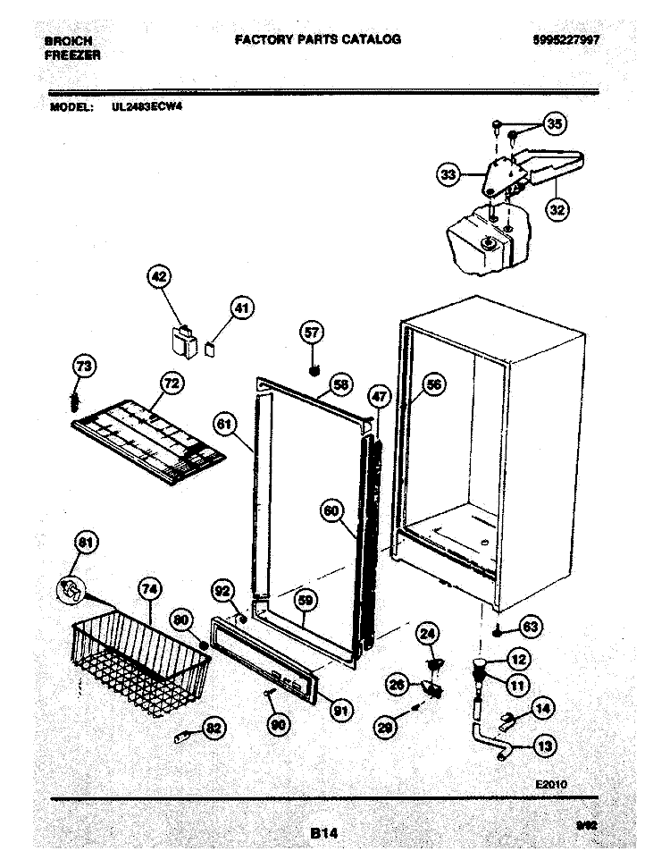CABINET Diagram and Parts List for UL2483ECW4  Frigidaire Freezer