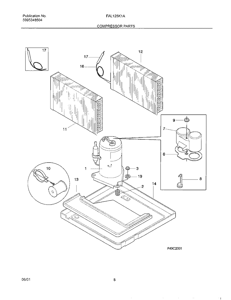 SYSTEM Diagram and Parts List for FAL125K1A2  Frigidaire Air Conditioner